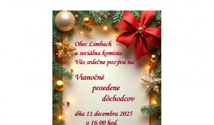 Fotka - Pozvánka na Vianočné posedenie dôchodcov 11.12.2025
